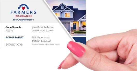 Hand holding business card -  Farmers Insurance Home business card