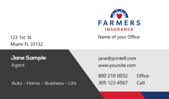 Modern design.Farmers Insurance  business cards for life insurance