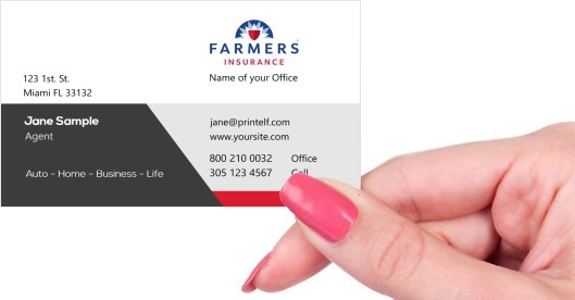 Hand holding business card -  Farmers Insurance Life business card