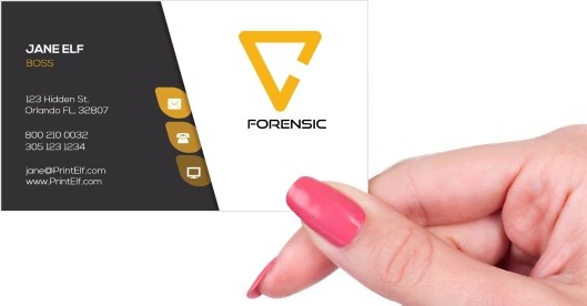 Hand holding business card -  Forensic business card