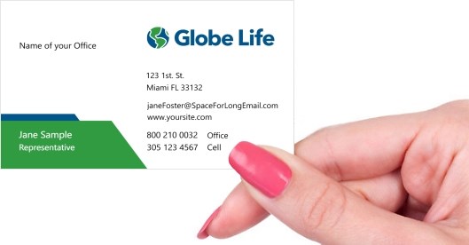 Hand holding business card -  Global Life representative