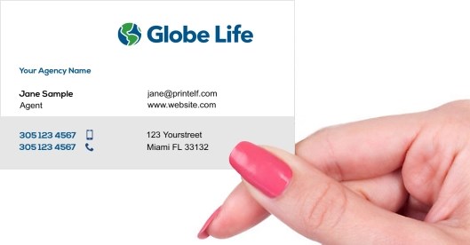 Hand holding business card -  Globe Life agent