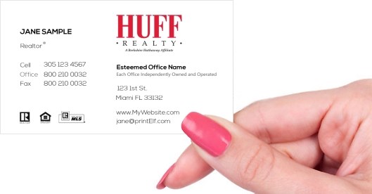 Hand holding business card -  HUFF Making Dreams Come True business card