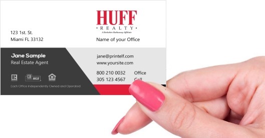 Hand holding business card -  HUFF Realty essential business card