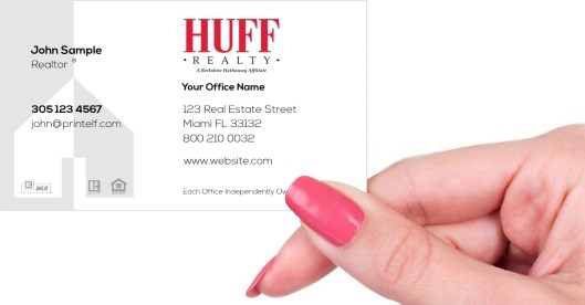 Hand holding business card -  HUFF Realty Modern business card