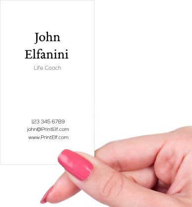 Hand holding business card -  Life Coach business card