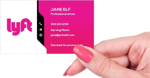 Hand holding business card -  Lyft business card modern