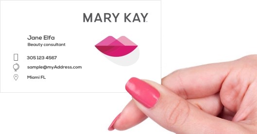 Hand holding business card -  Mary Kay Consultant