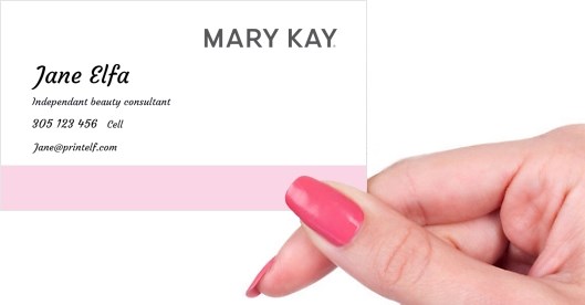 Hand holding business card -  Mary Kay Essentials