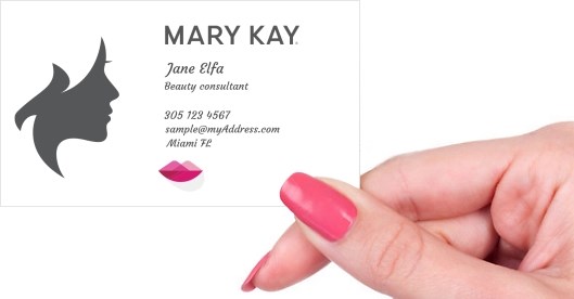 Hand holding business card -  Mary Kay Expect Great Things