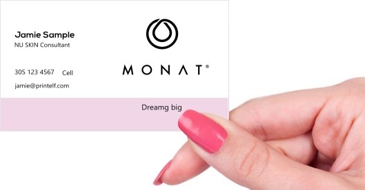 Hand holding business card -  Monat dream big