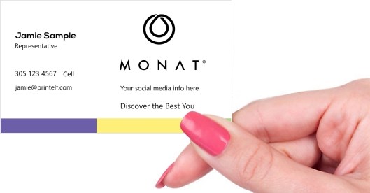 Hand holding business card -  Monat market partner