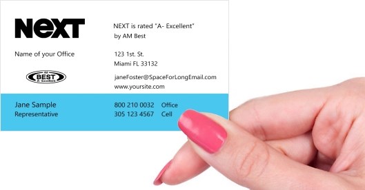 Hand holding business card -  NEXT highly rated