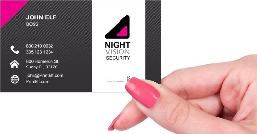 Hand holding business card -  Night Vision Security business card