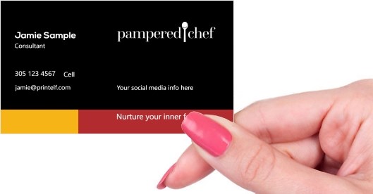 Hand holding business card -  Pampered Chef Associate