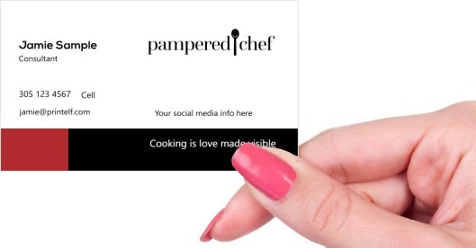 Hand holding business card -  Pampered Chef Consultant