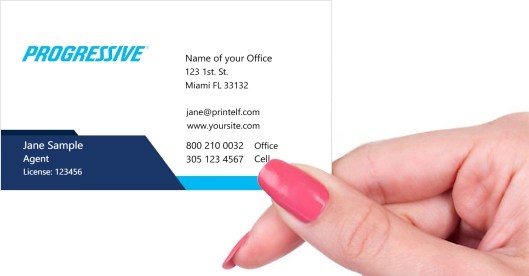 Hand holding business card -  Progressive-Insurance