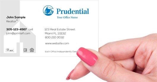 Hand holding business card -  Prudential Commercial business card