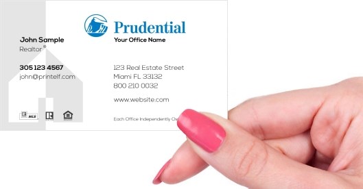 Hand holding business card -  Prudential Modern business card