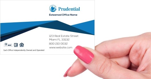 Hand holding business card -  Prudential open house business card