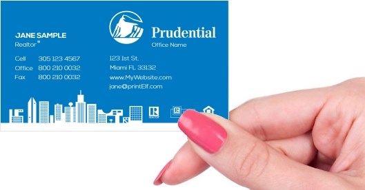 Hand holding business card -  Prudential Realtor business card