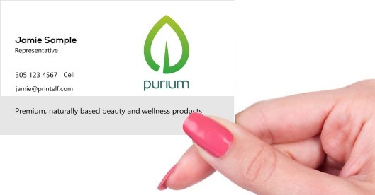 Hand holding business card -  Purium affiliate