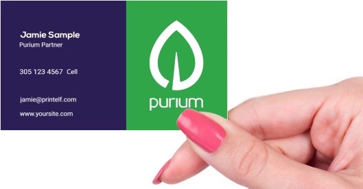 Hand holding business card -  Purium partner