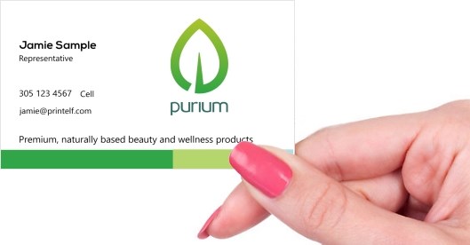 Hand holding business card -  Purium representative