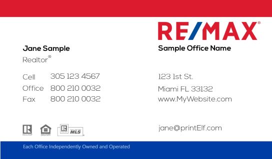 Modern design.ReMax business card with QR code