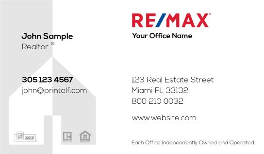 Modern design.Remax business card with light gray house background