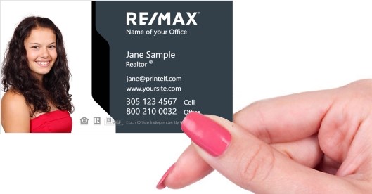 Hand holding business card -  ReMax-dark-white-business-card