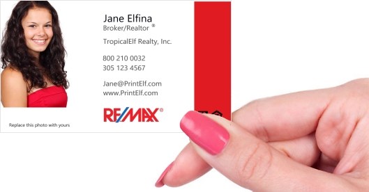 Hand holding business card -  Remax Photo business card