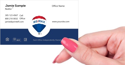 Hand holding business card -  Remax Miracle Network business card