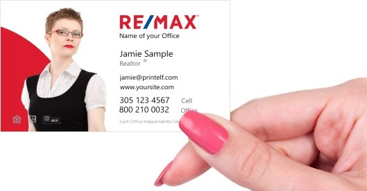 Hand holding business card -  ReMax modern red business card