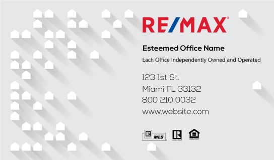 Modern design.Remax light gray business card with small houses