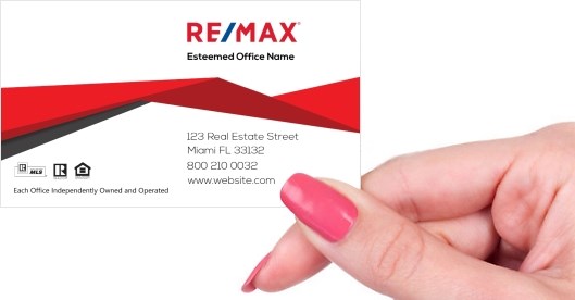 Hand holding business card -  ReMax real estate modern business card