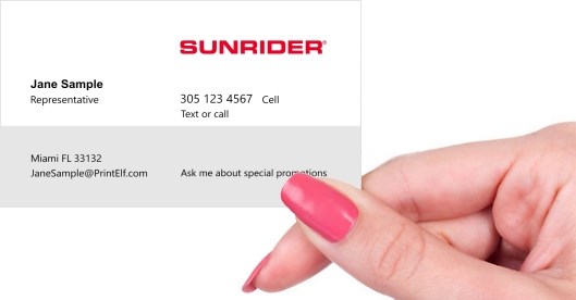 Hand holding business card -  SUNRIDER Associate