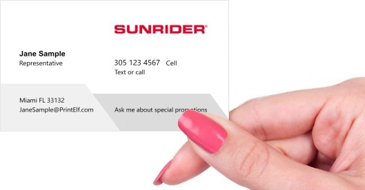 Hand holding business card -  SUNRIDER natural ingredients