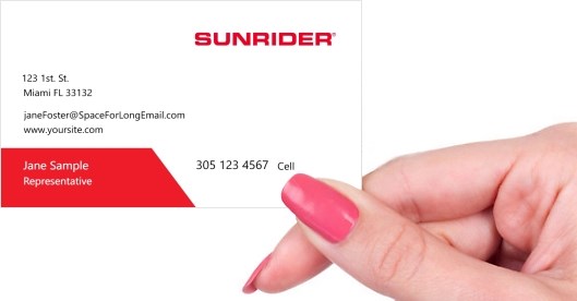 Hand holding business card -  SUNRIDER representative