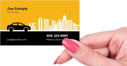 Hand holding business card -  Taxi Driver business card