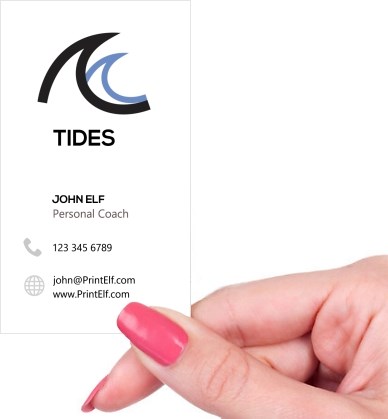 Hand holding business card -  Personal Coach Tides business card