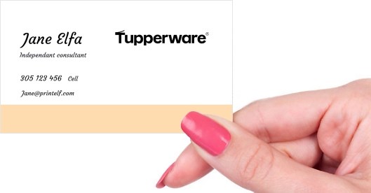 Hand holding business card -  Tupperware-Classic