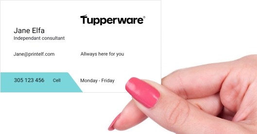 Hand holding business card -  Tupperware-Networking