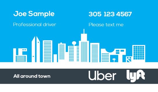 Modern design.Uber and Lyft all around town business card