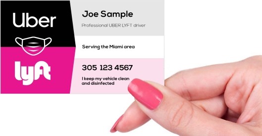 Hand holding business card -  Uber Lyft clean vehicle business card