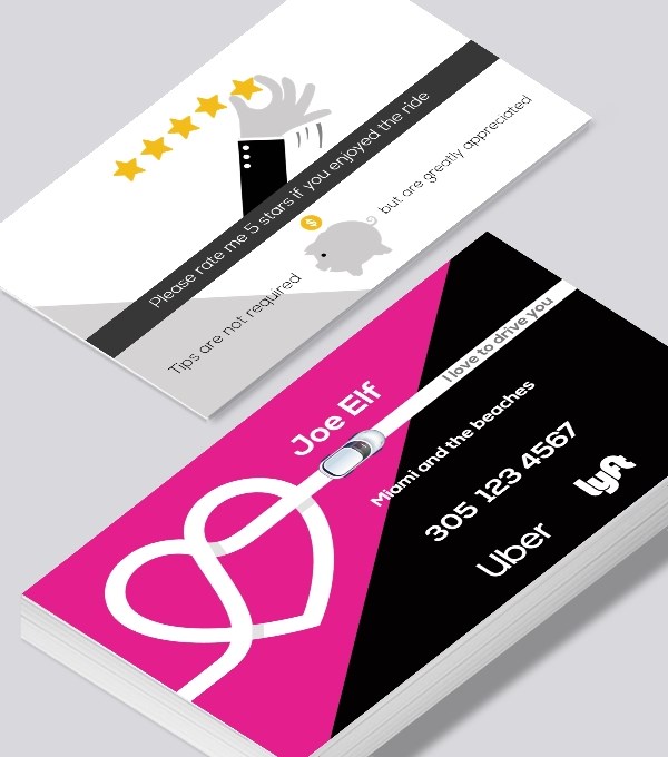  & Modern contemporary business card design - Uber Lyft with  love and rating business card