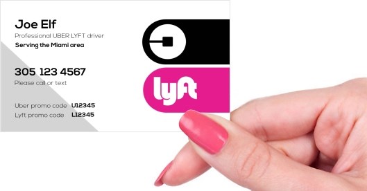 Hand holding business card -  Uber  Lyft rating and tip business card