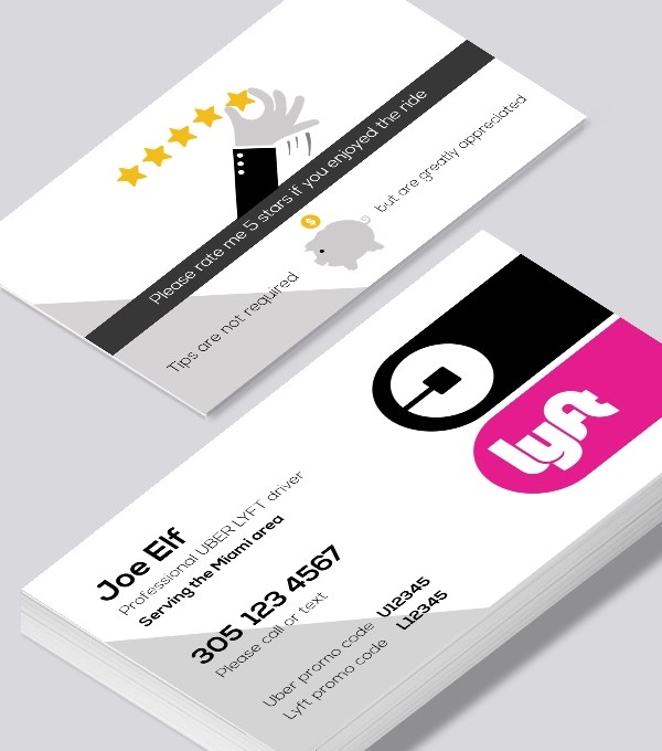  & Modern contemporary business card design - Uber  Lyft rating and tip business card