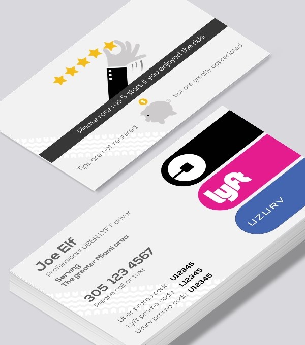  & Modern contemporary business card design - Uber Lyft Uzurv business card