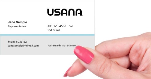 Hand holding business card -  Usana affiliate